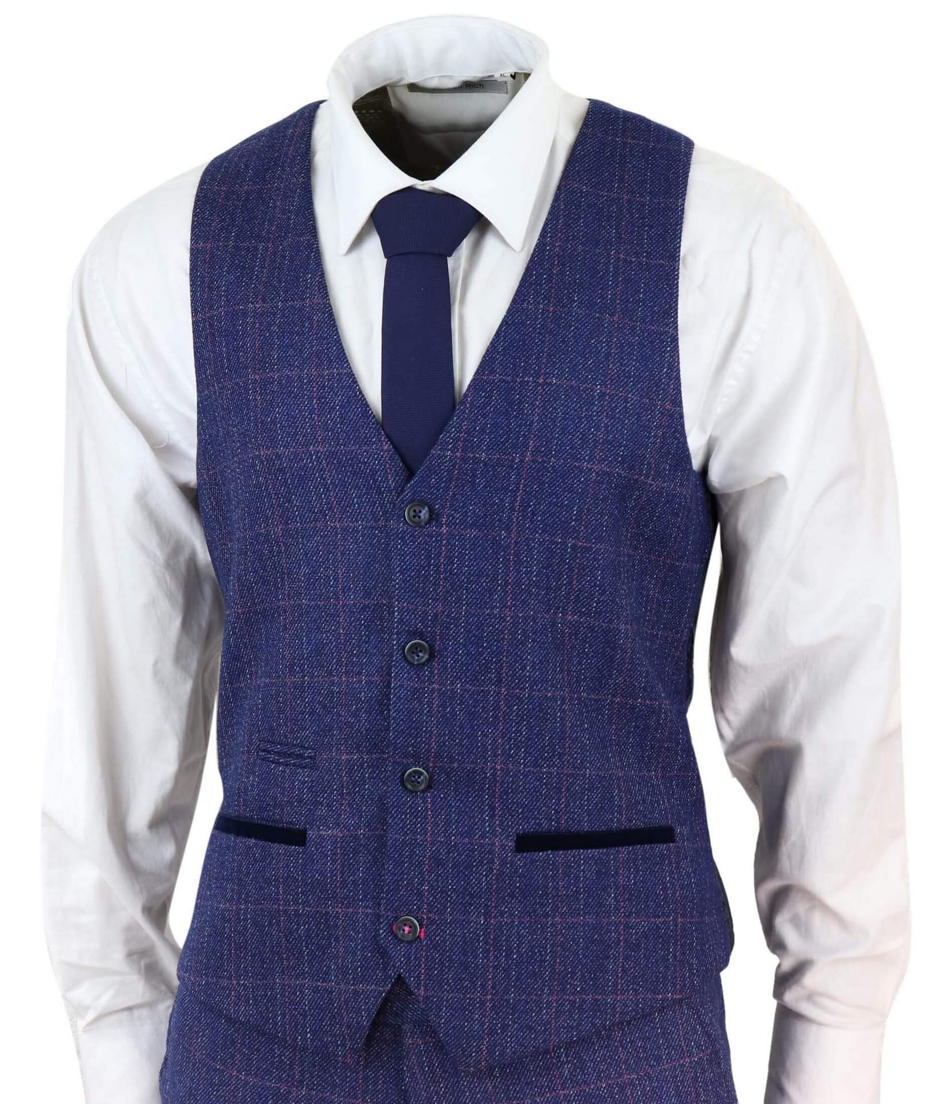 Terno azul de tweed de 3 peças - Marc Darcy Harry
