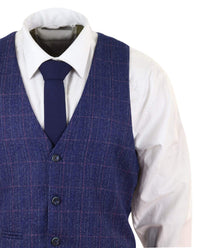 Terno azul de tweed de 3 peças - Marc Darcy Harry
