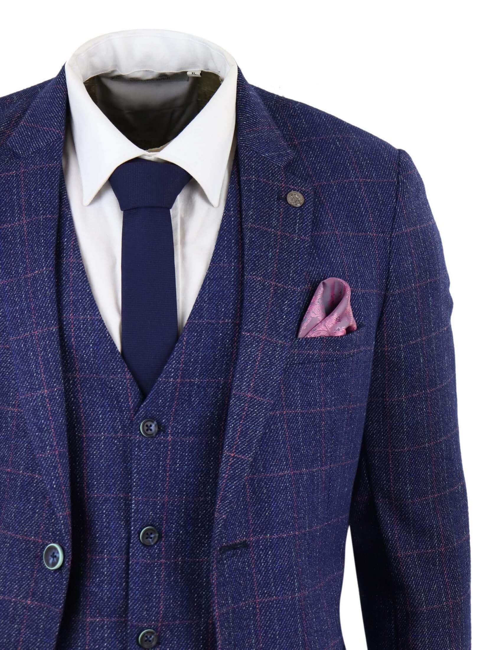 Terno azul de tweed de 3 peças - Marc Darcy Harry