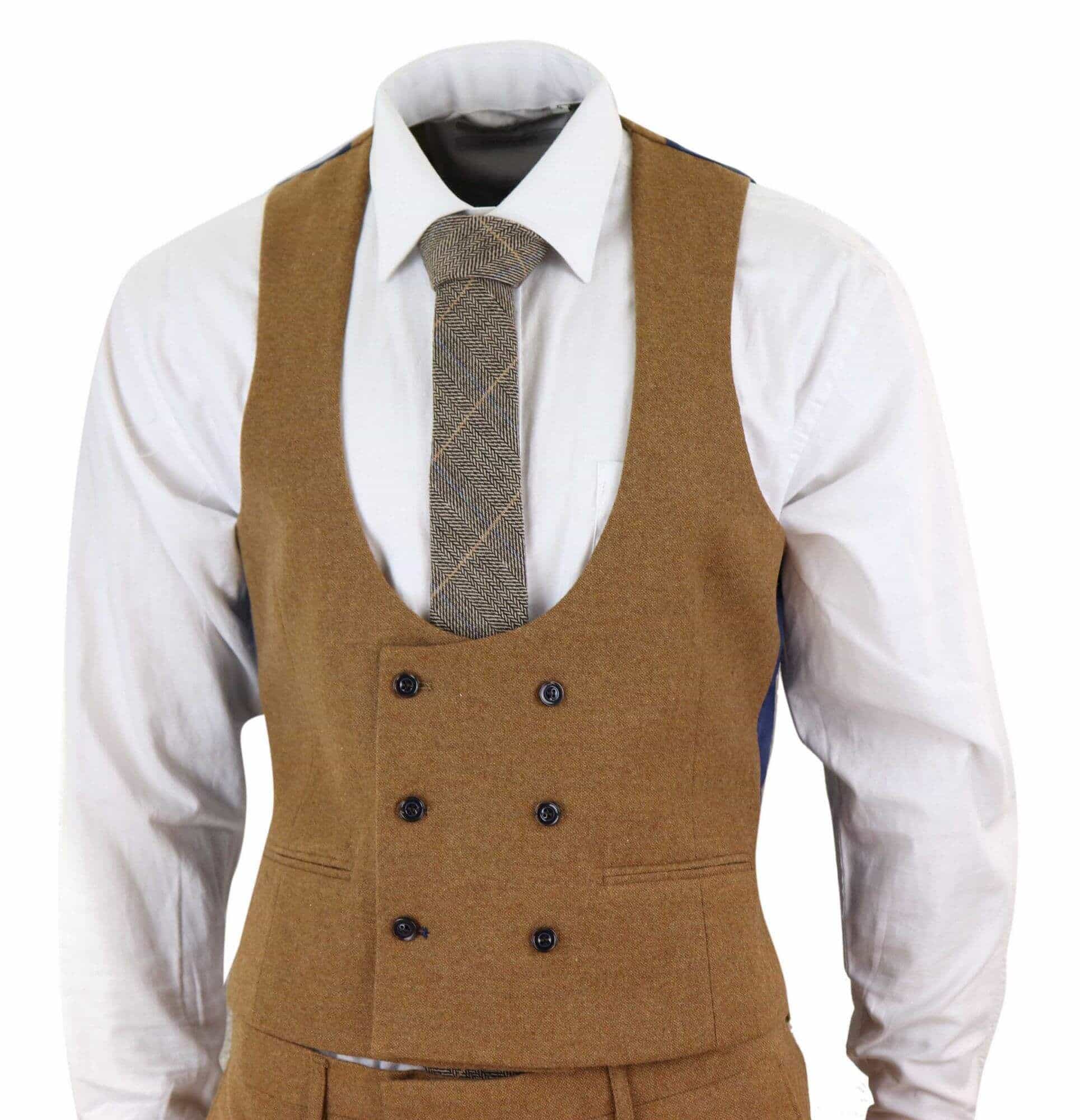 Harry Brown - Terno masculino de lã marrom claro de 3 peças