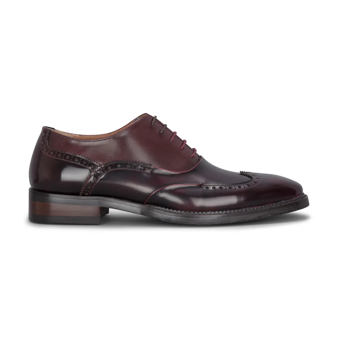 Harry - Sapatos Brogue Masculinos em Verniz Vinho