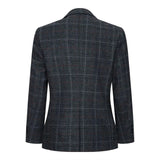 Terno infantil de tweed cinza e preto de 3 peças com estampa espinha de peixe, vinho, estilo vintage retrô.
