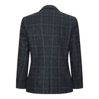 Terno infantil de tweed cinza e preto de 3 peças com estampa espinha de peixe, vinho, estilo vintage retrô.