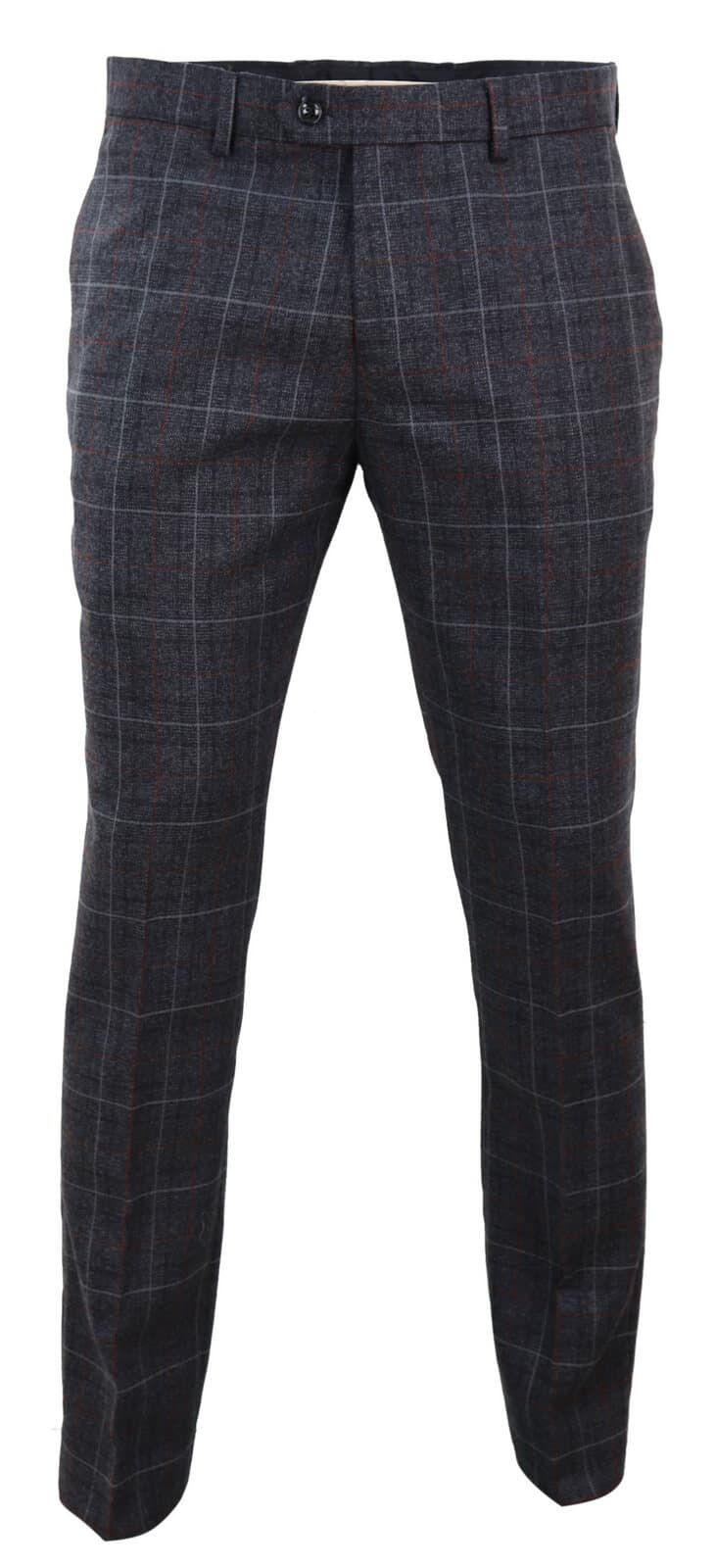 Harvey - Calças masculinas xadrez carvão