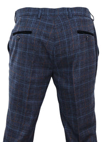 Harvey - Calça xadrez azul marinho masculina