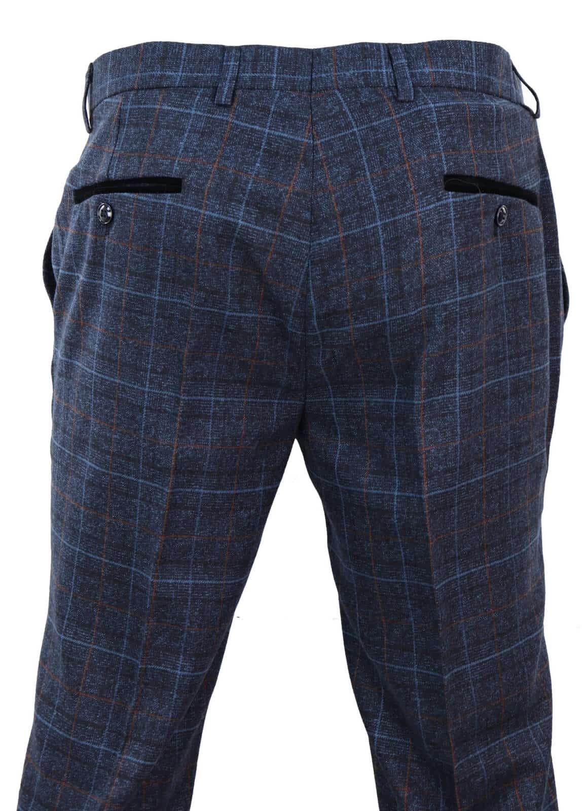 Harvey - Calça xadrez azul marinho masculina