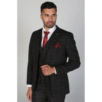 Harvey - Blazer masculino xadrez cinza-escuro