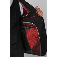 Harvey - Blazer masculino xadrez cinza-escuro