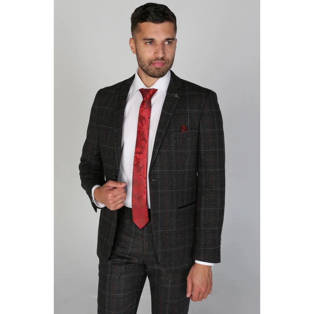 Harvey - Blazer masculino xadrez cinza-escuro