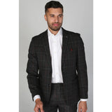 Harvey - Blazer masculino xadrez cinza-escuro