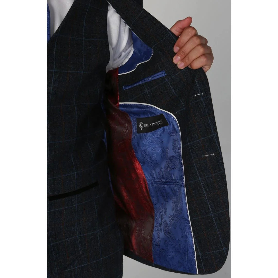 Harvey - Blazer xadrez azul-marinho masculino