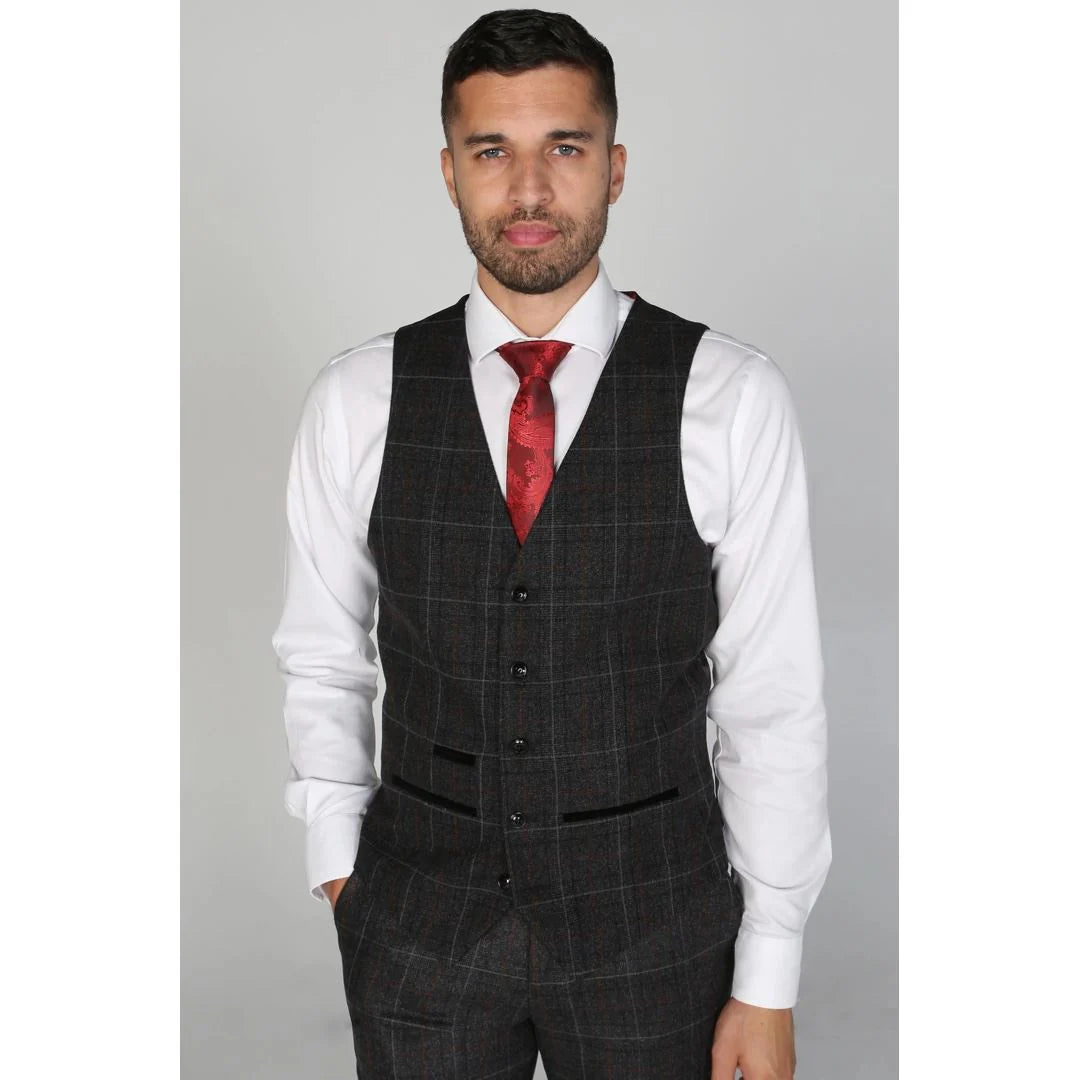 Harvey - Colete masculino xadrez carvão