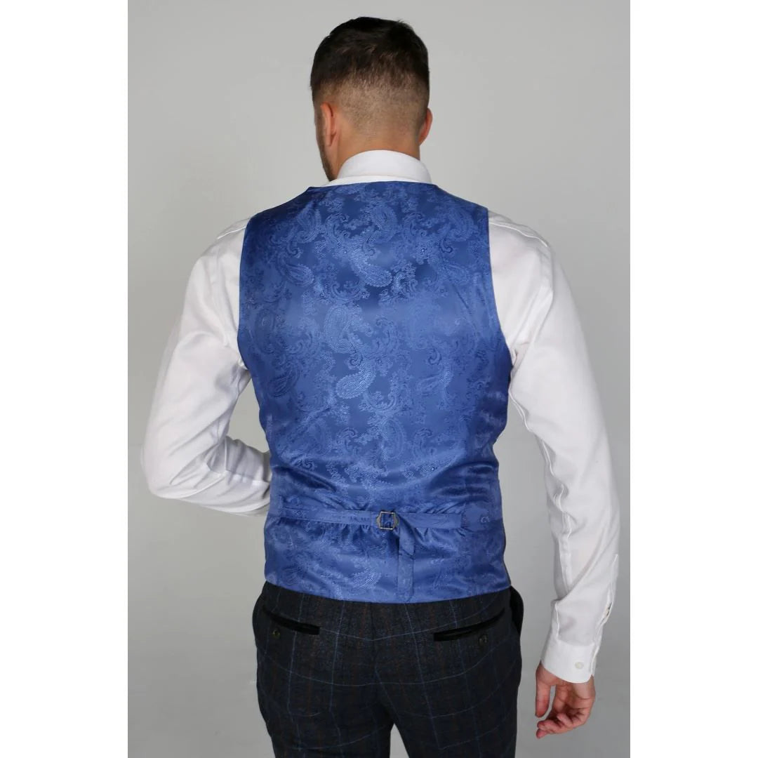 Harvey - Colete masculino xadrez azul-marinho