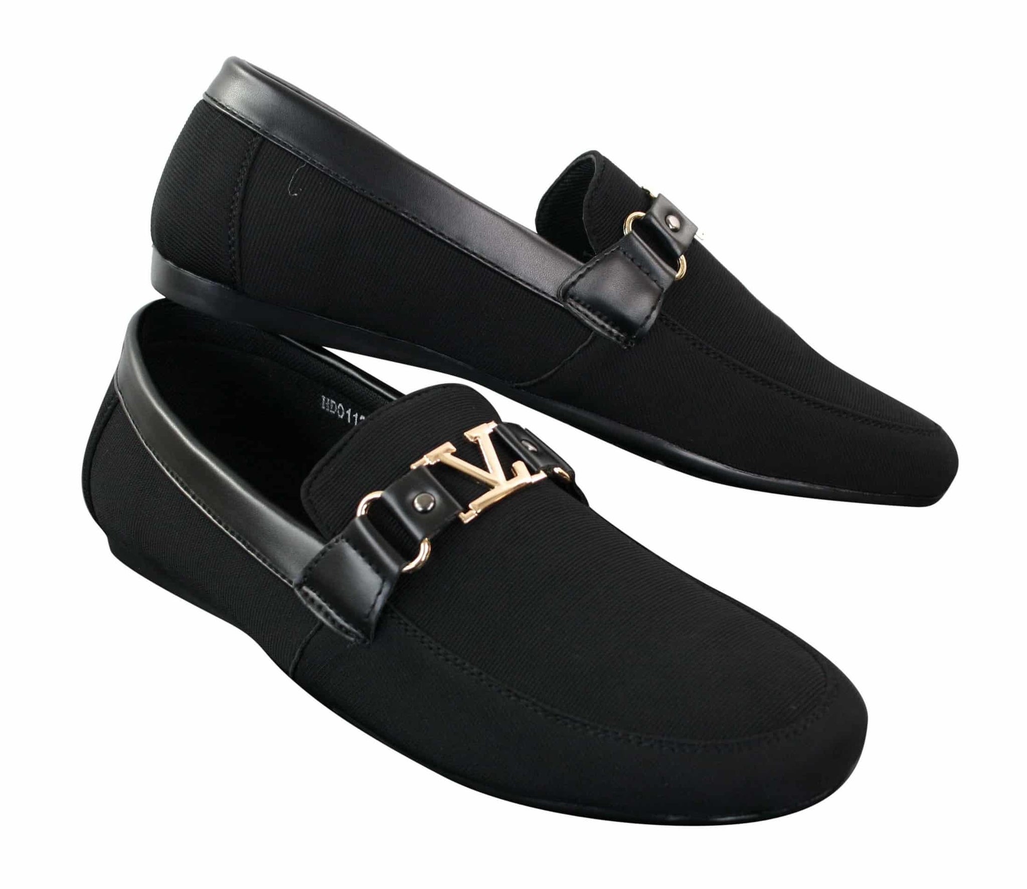 Fiorello HD0112-03 - Mocassins masculinos clássicos, elegantes e casuais, com design italiano icônico nas cores preto e azul marinho.