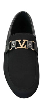 Fiorello HD0112-03 - Mocassins masculinos clássicos, elegantes e casuais, com design italiano icônico nas cores preto e azul marinho.