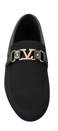 Fiorello HD0112-03 - Mocassins masculinos clássicos, elegantes e casuais, com design italiano icônico nas cores preto e azul marinho.