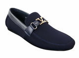 Fiorello HD0112-03 - Mocassins masculinos clássicos, elegantes e casuais, com design italiano icônico nas cores preto e azul marinho.
