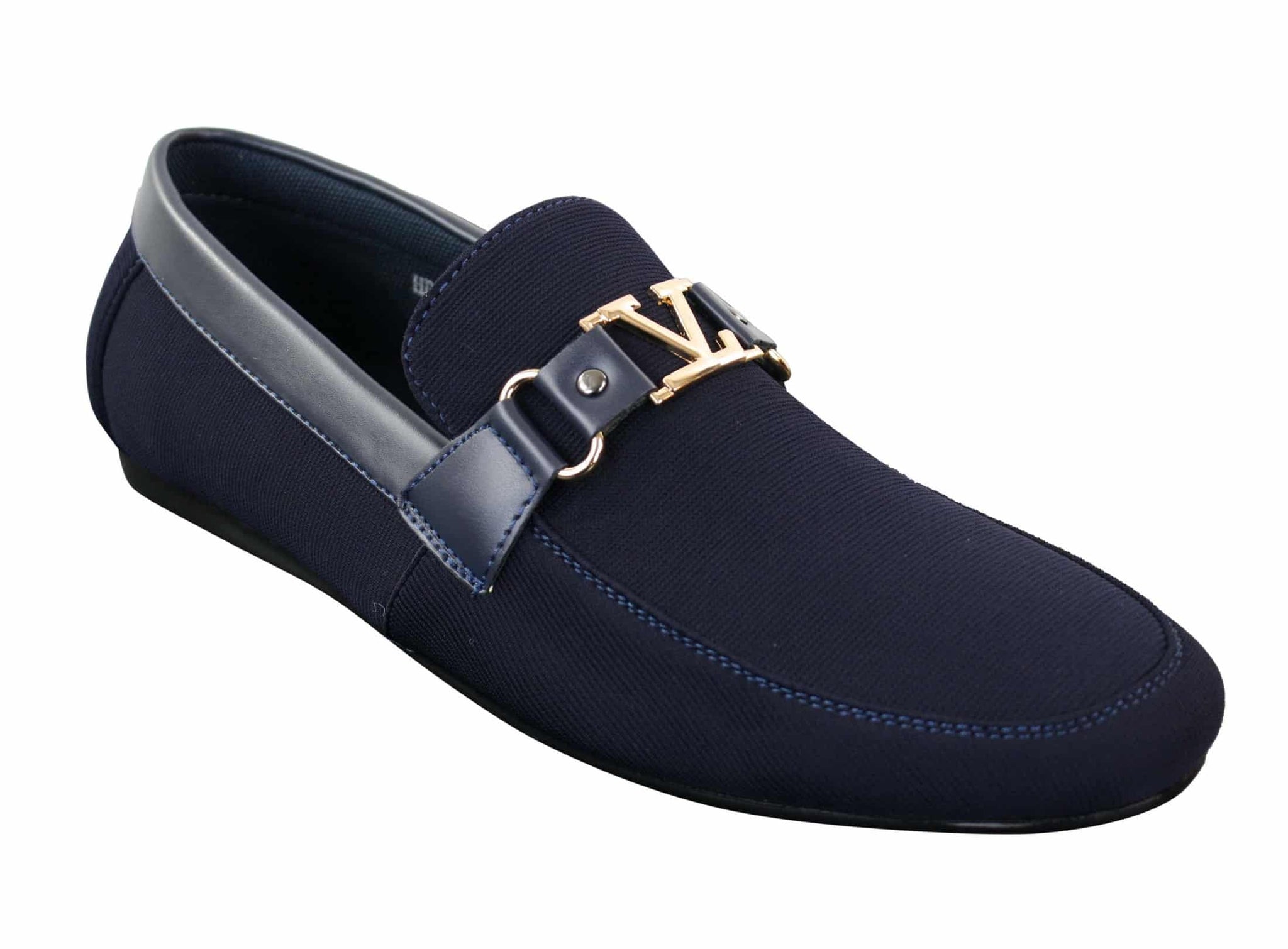 Fiorello HD0112-03 - Mocassins masculinos clássicos, elegantes e casuais, com design italiano icônico nas cores preto e azul marinho.