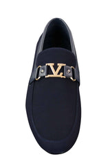 Fiorello HD0112-03 - Mocassins masculinos clássicos, elegantes e casuais, com design italiano icônico nas cores preto e azul marinho.