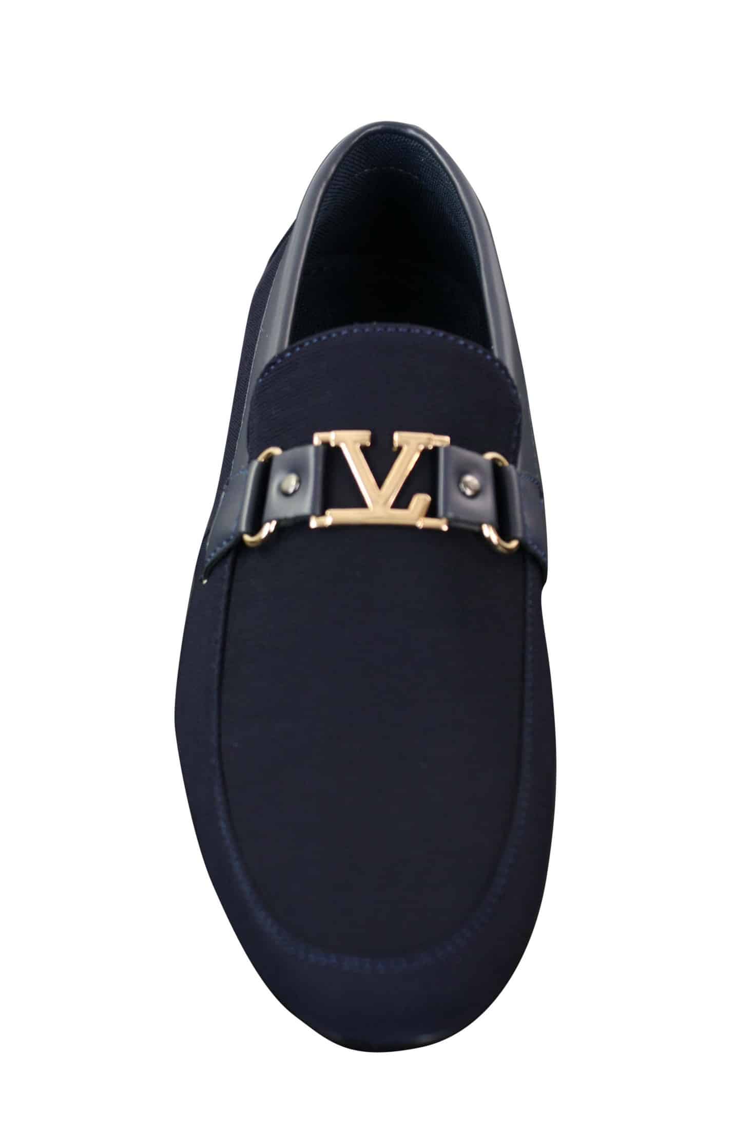 Fiorello HD0112-03 - Mocassins masculinos clássicos, elegantes e casuais, com design italiano icônico nas cores preto e azul marinho.