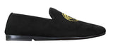 Fiorello HD0112-04 - Mocassins masculinos pretos icônicos Medusa, estilo mocassim, para dirigir, em camurça sintética italiana.
