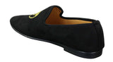 Fiorello HD0112-04 - Mocassins masculinos pretos icônicos Medusa, estilo mocassim, para dirigir, em camurça sintética italiana.