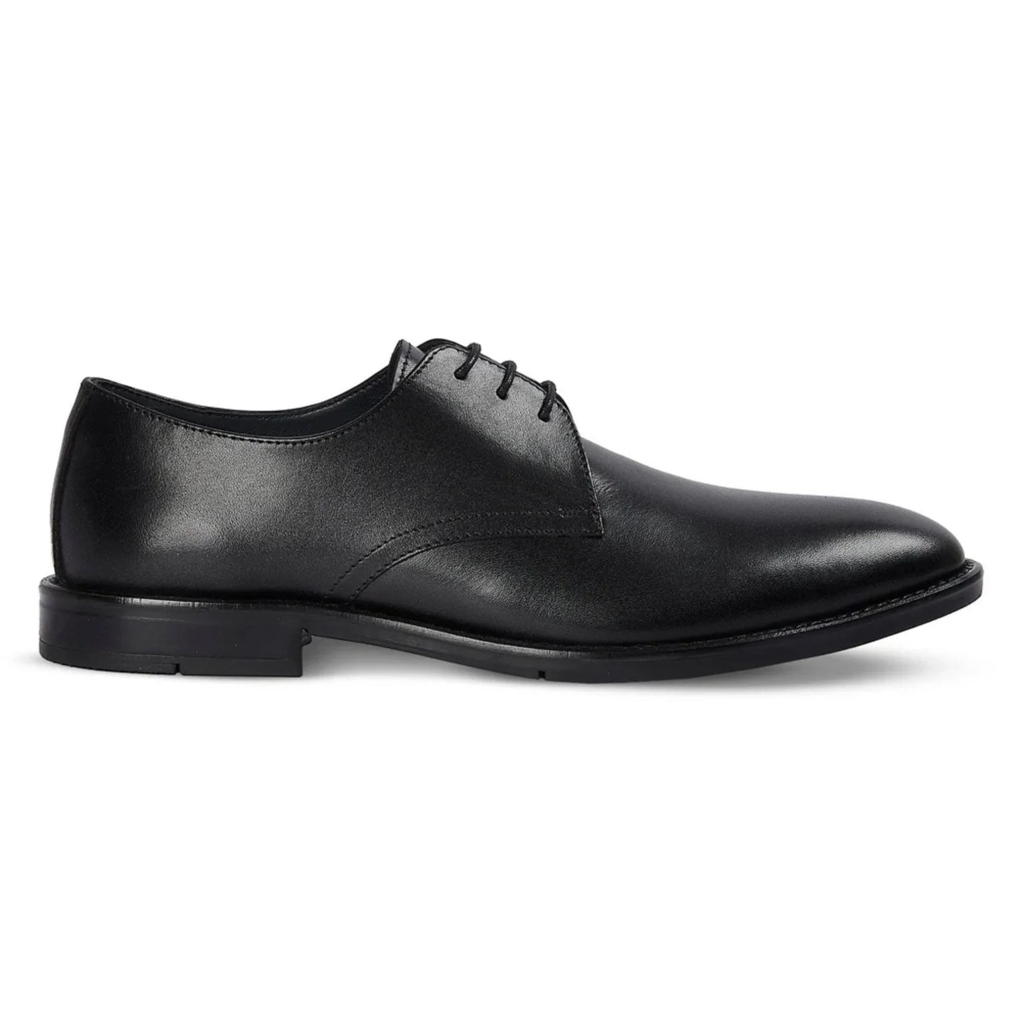 Henley - Sapatos Derby Clássicos Masculinos Pretos de Bico Liso