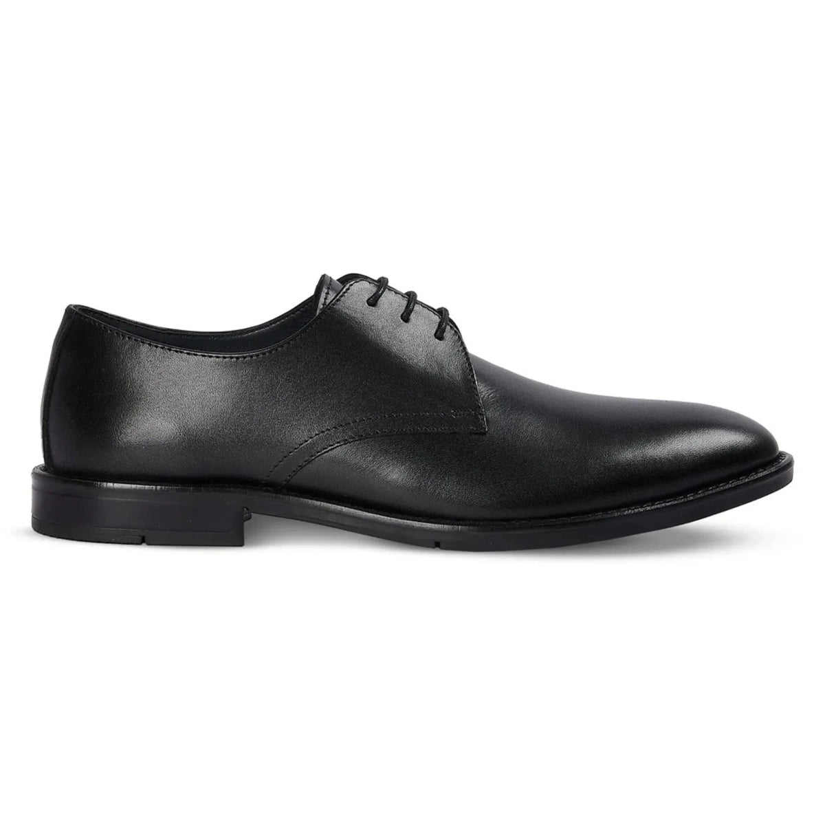 Henley - Sapatos Derby Clássicos Masculinos Pretos de Bico Liso