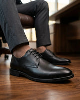 Henley - Sapatos Derby Clássicos Masculinos Pretos de Bico Liso