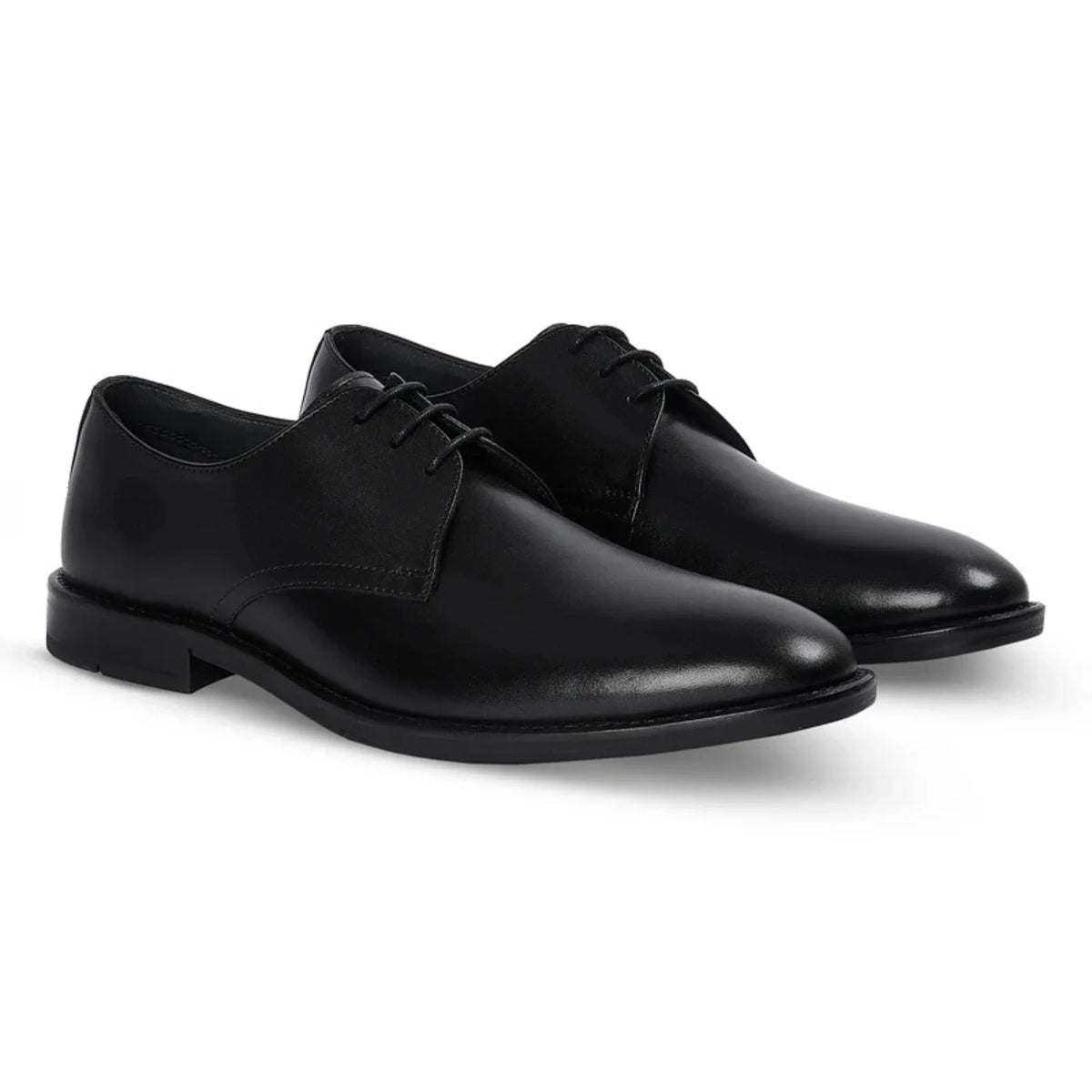 Henley - Sapatos Derby Clássicos Masculinos Pretos de Bico Liso