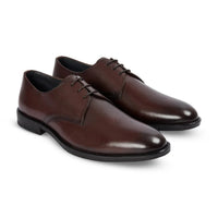 Henley - Sapatos Derby Clássicos Masculinos Marrons de Bico Liso