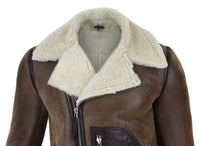 Jaqueta masculina vintage de pele de carneiro marrom