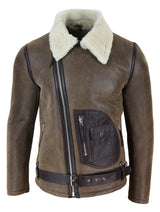 Jaqueta masculina vintage de pele de carneiro marrom