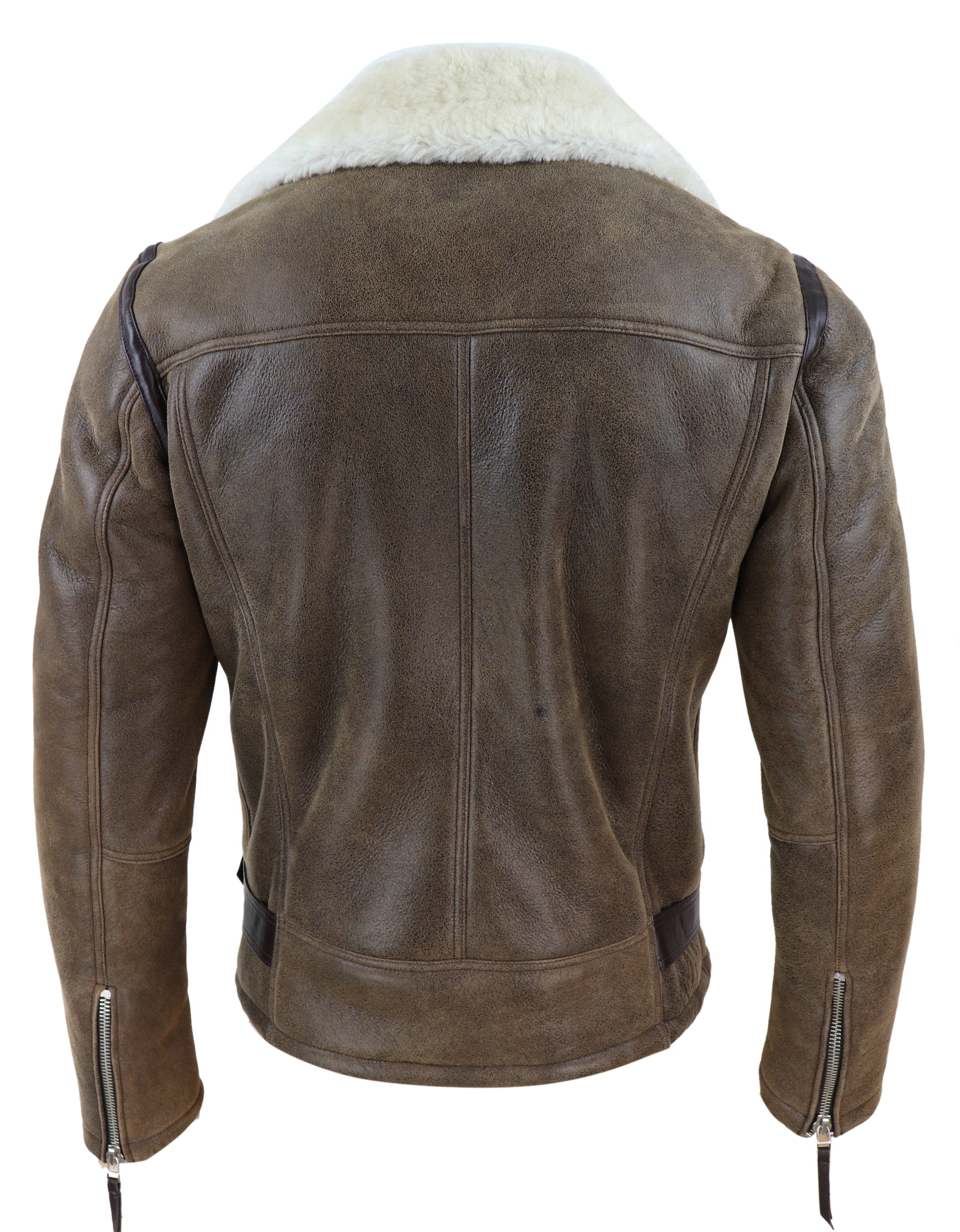 Jaqueta masculina vintage de pele de carneiro marrom