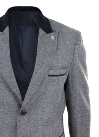 Sobretudo longo 3/4 em tweed espinha de peixe - cinza