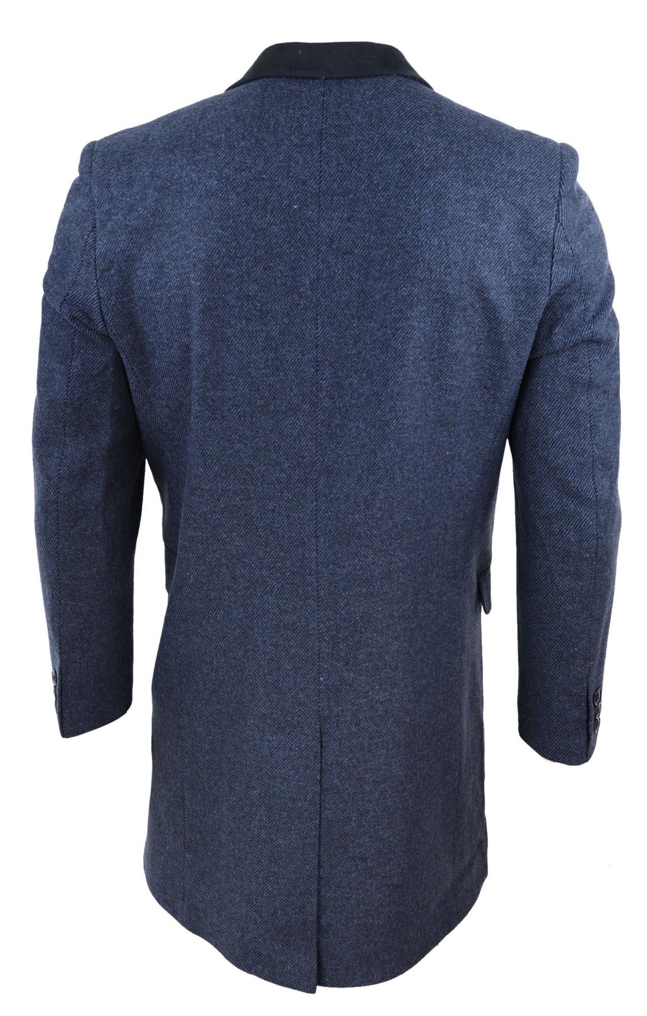Sobretudo 3/4 de tweed espinha de peixe - Azul-marinho