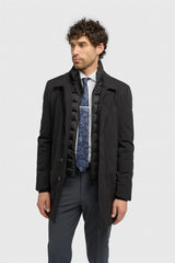 Heston - Sobretudo preto acolchoado casual leve para homem