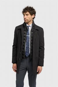 Heston - Sobretudo preto acolchoado casual leve para homem