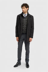 Heston - Sobretudo preto acolchoado casual leve para homem