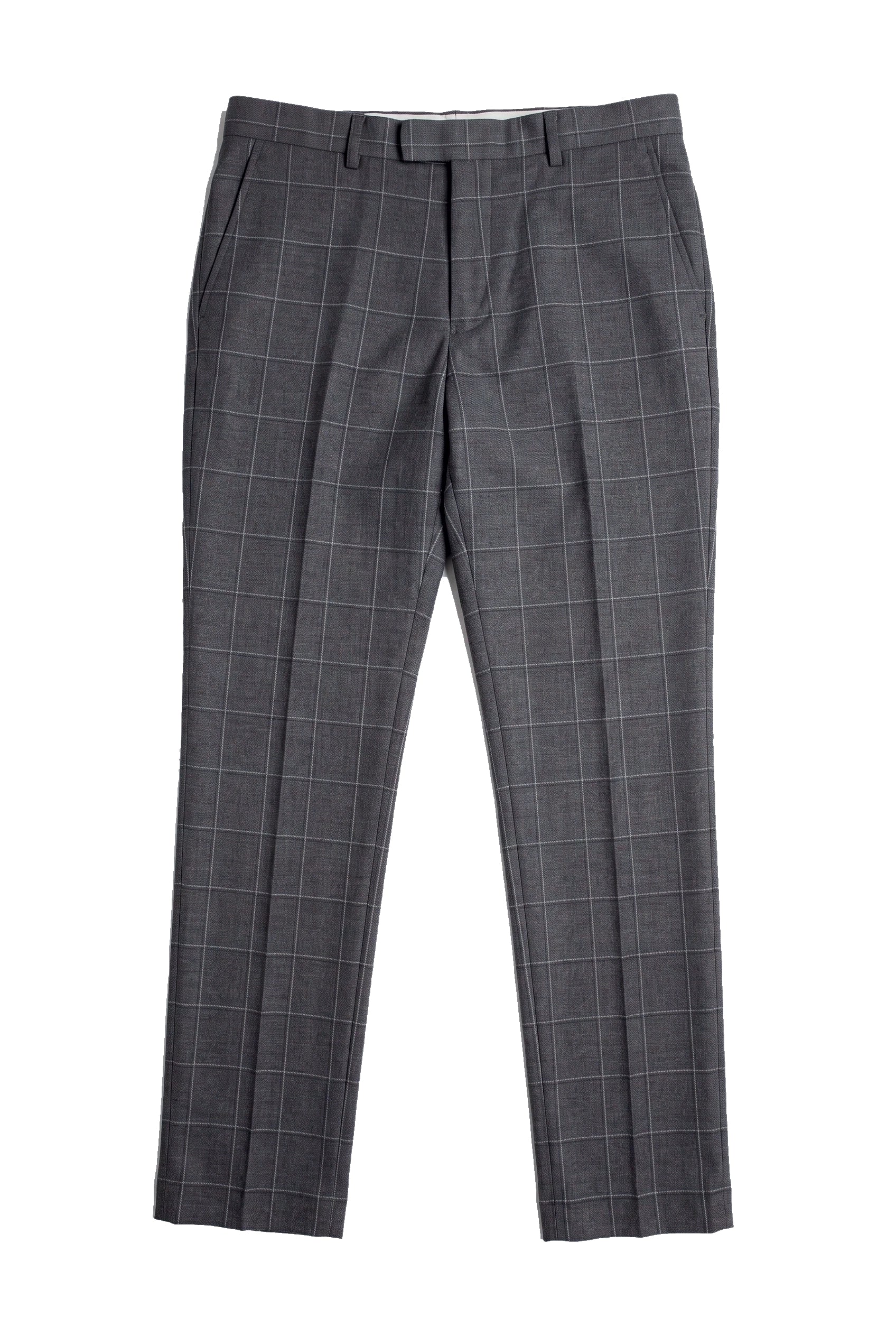 Calças Hobbs masculinas cinza xadrez, estilo vintage retrô, elegantes para casamento.