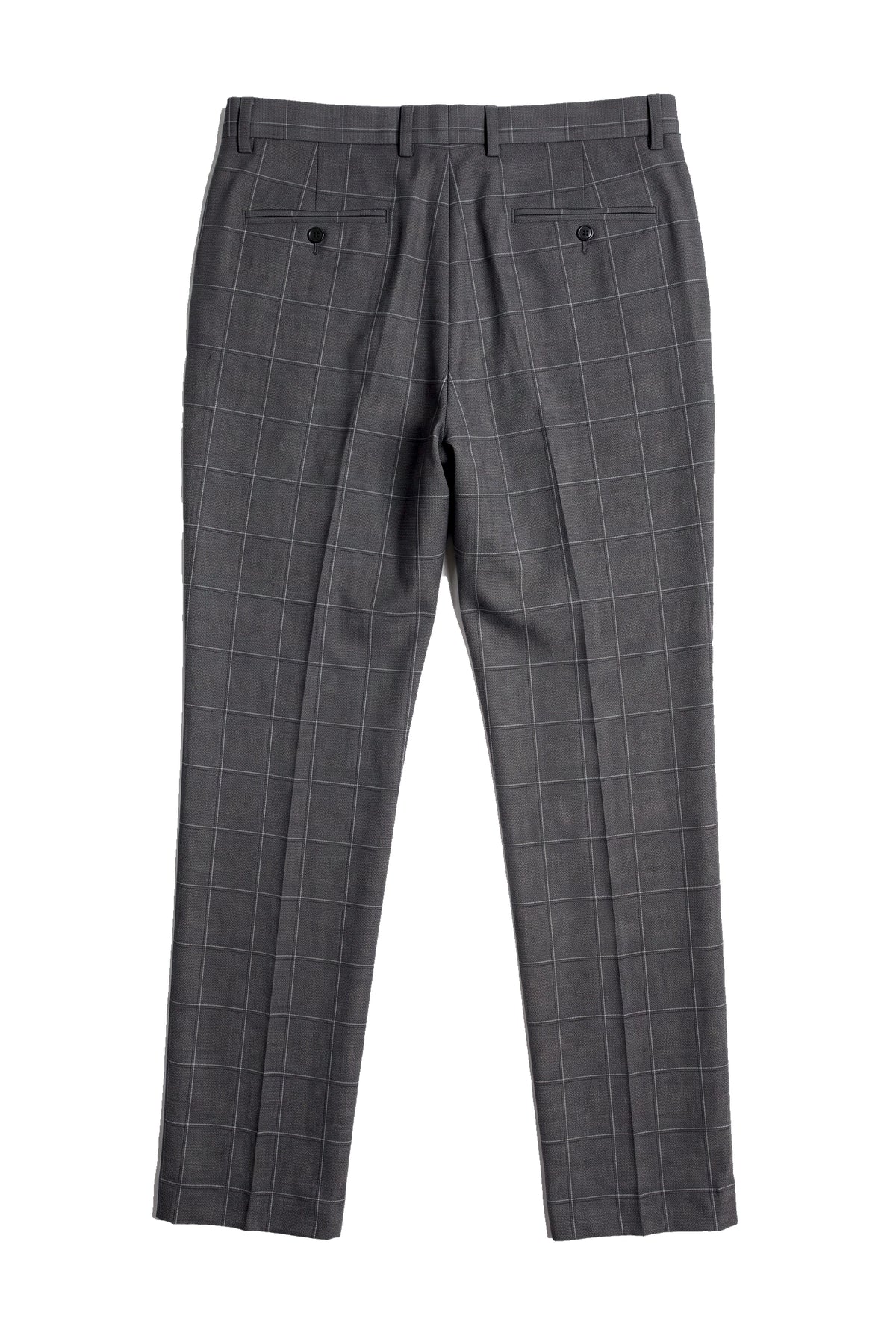 Calças Hobbs masculinas cinza xadrez, estilo vintage retrô, elegantes para casamento.