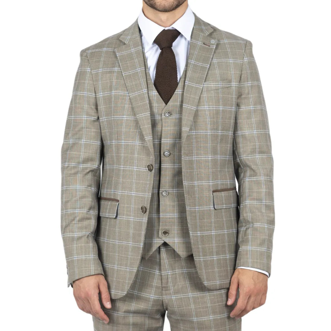 Hode - Blazer masculino xadrez marrom com corte ajustado