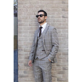 Hode - Blazer masculino xadrez marrom com corte ajustado