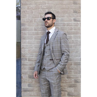 Hode - Blazer masculino xadrez marrom com corte ajustado