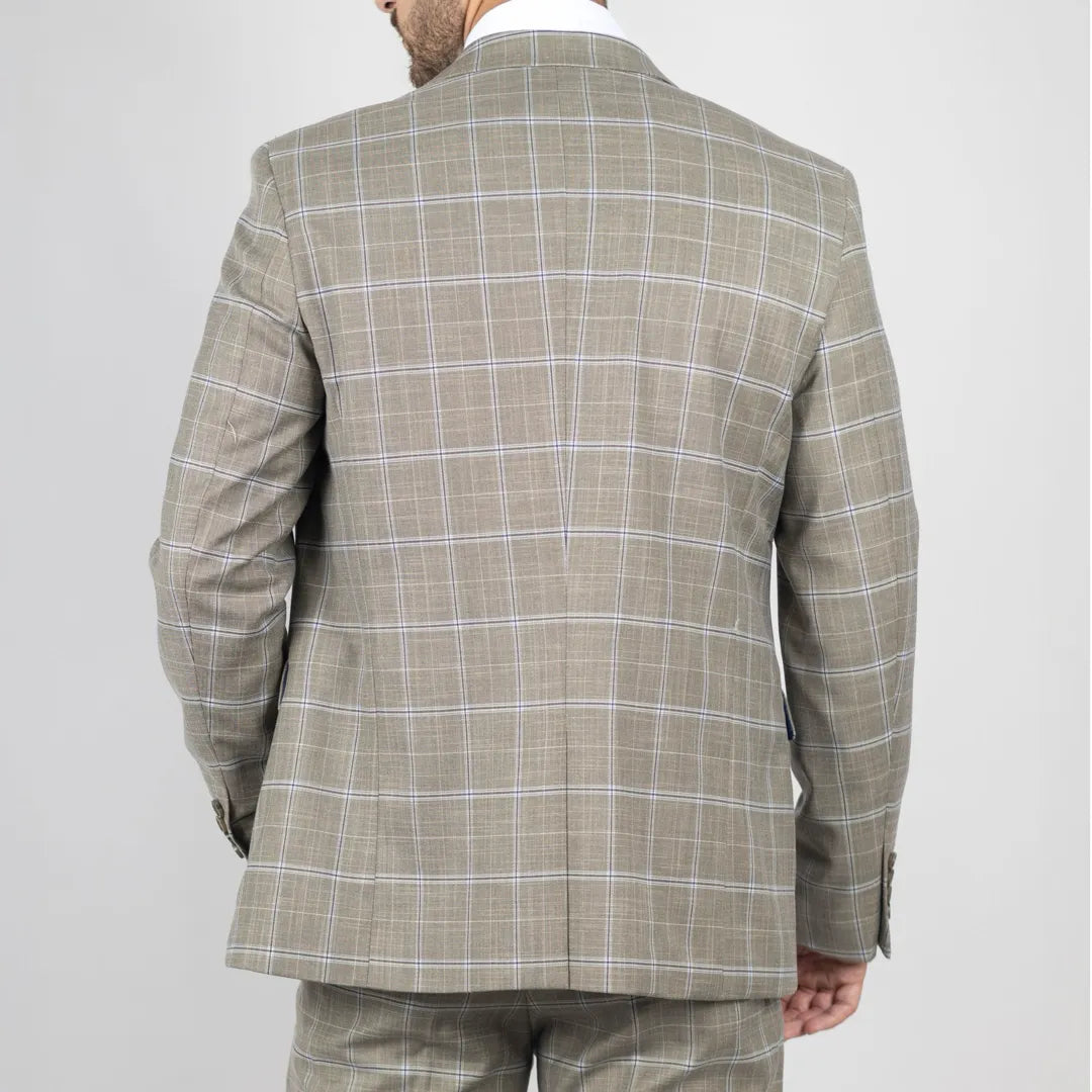 Hode - Terno Masculino de 3 Peças com Estampa Xadrez Marrom e Corte Ajustado