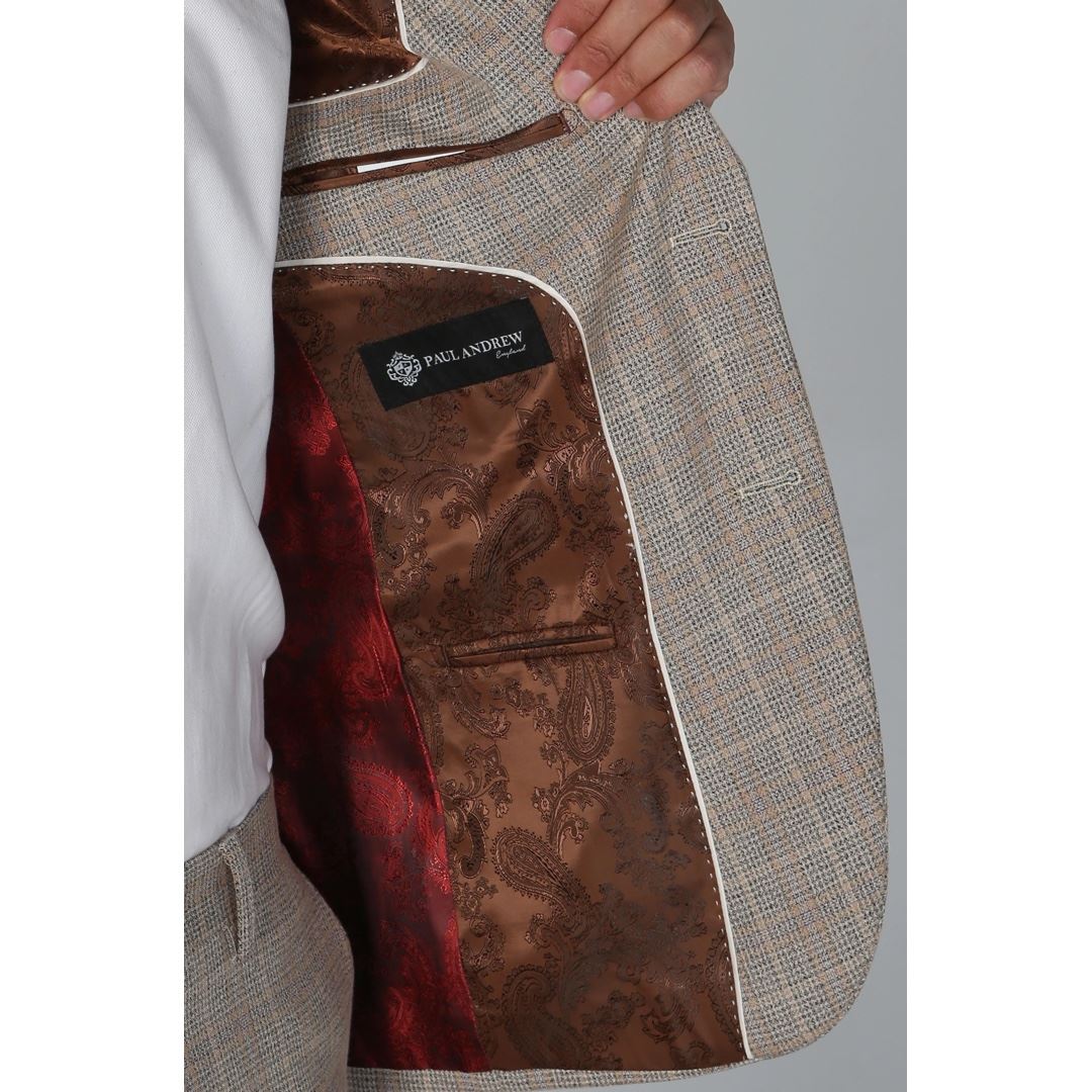 Holland - Blazer masculino xadrez bege