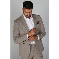 Holland - Blazer masculino xadrez bege