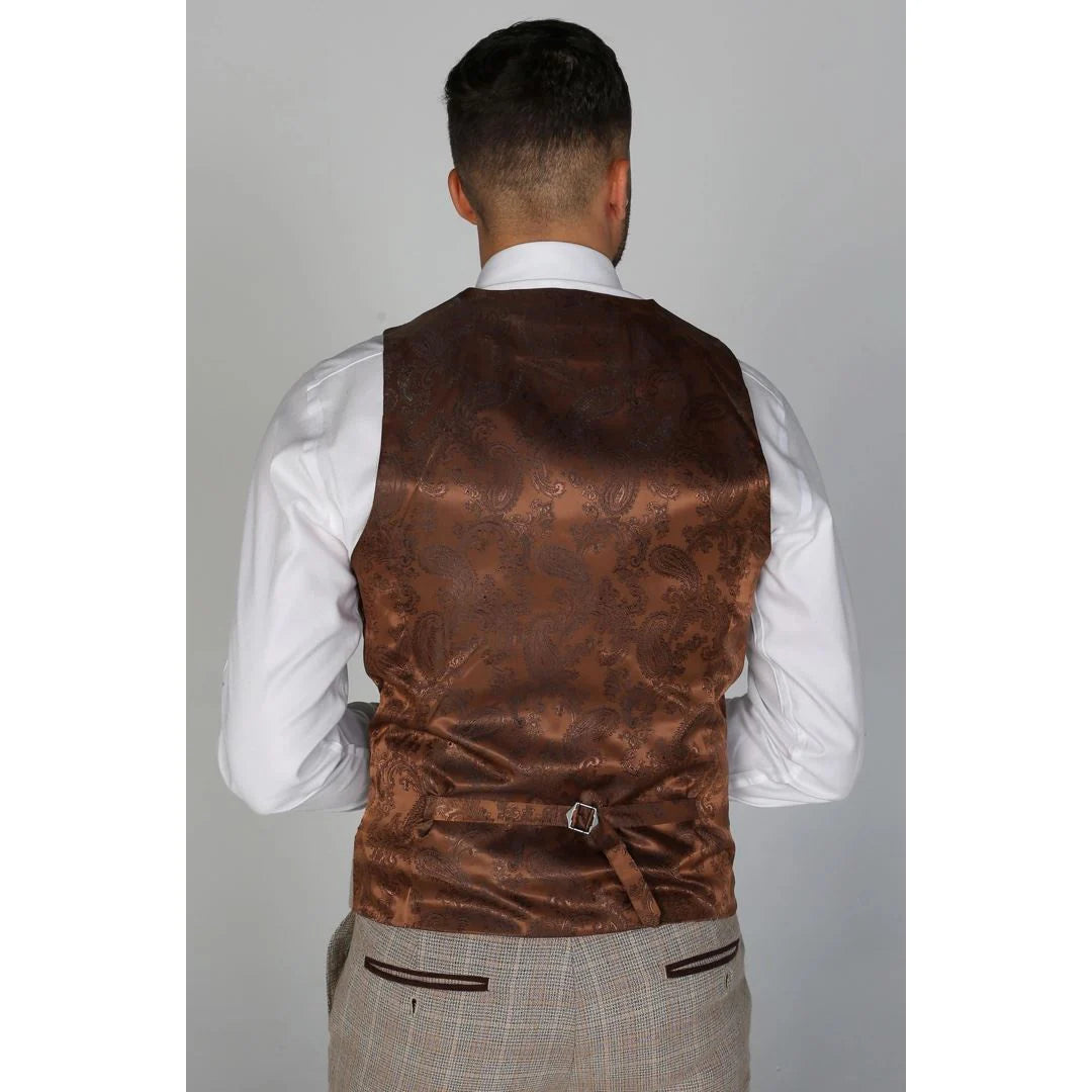 Holland - Colete masculino xadrez bege