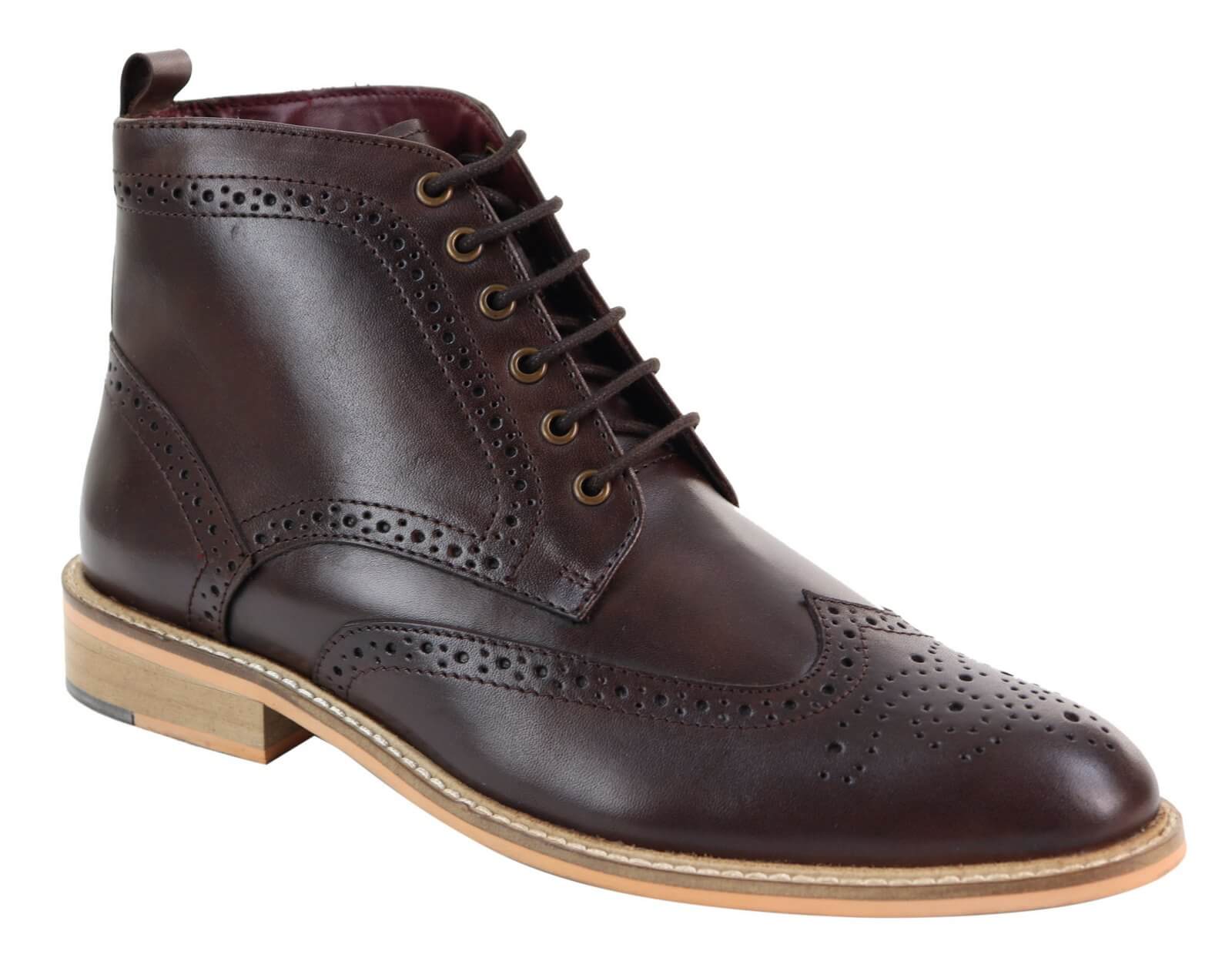 Botas Brogue Masculinas de Cano Curto Marrons