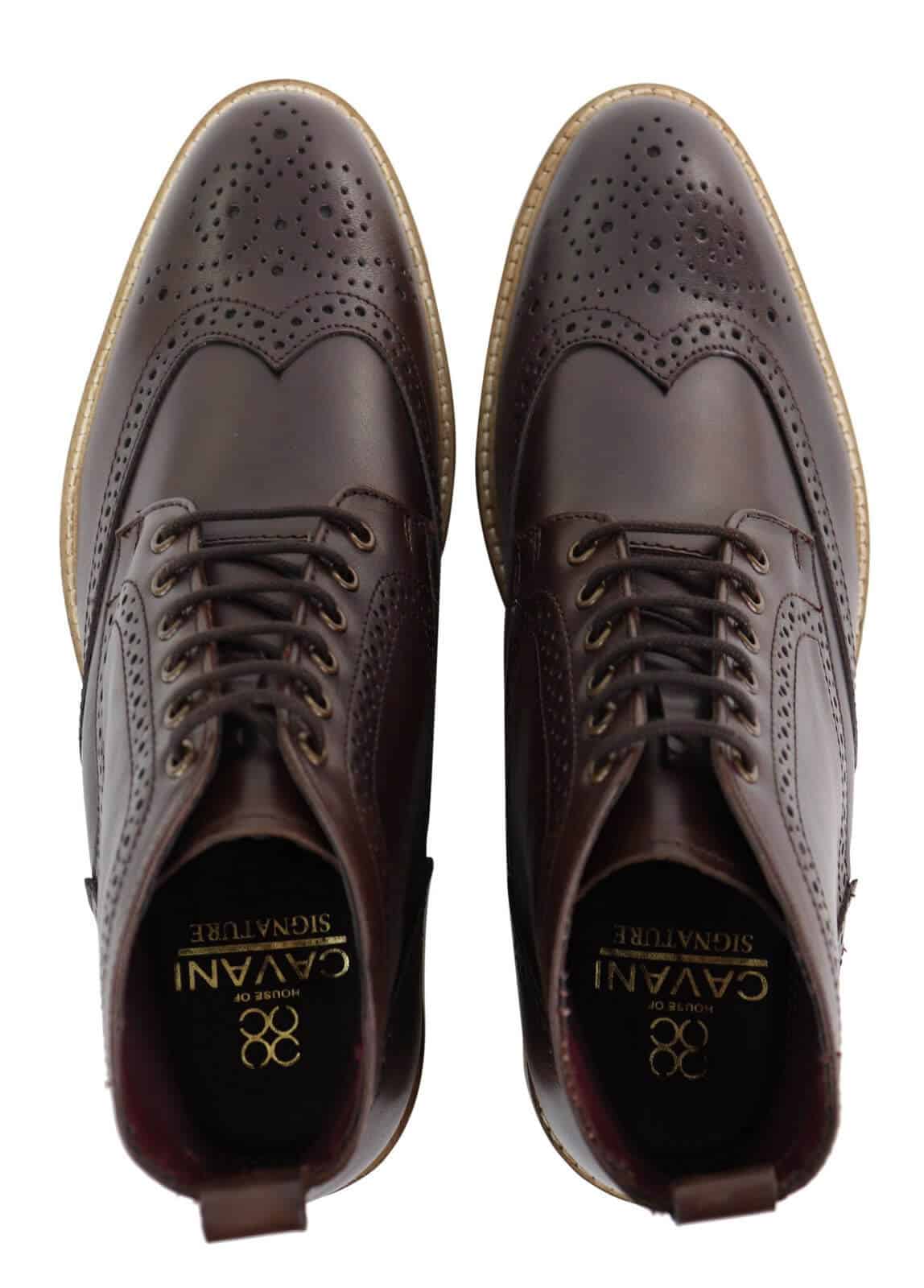 Botas Brogue Masculinas de Cano Curto Marrons